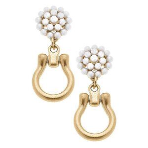 Trigger Horsebit Earrings in Worn Gold Canvas Style -